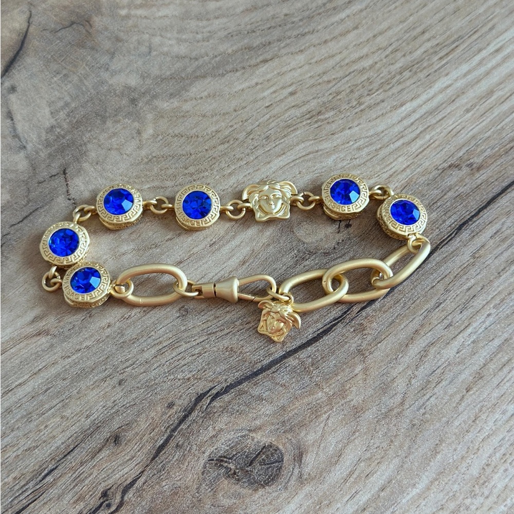Versace Gold and Blue Stone Bracelet